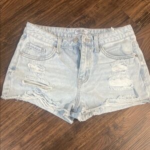Chelsea Light Wash Ripped Denim Shorts